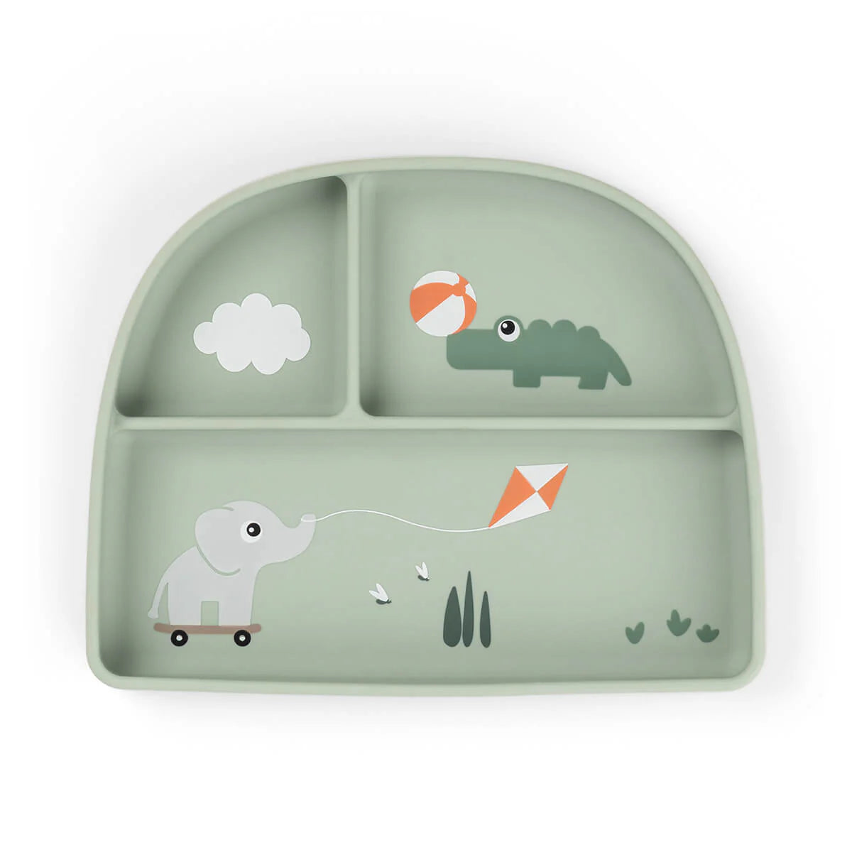 Assiette ventouse compartimentée Playground Vert
