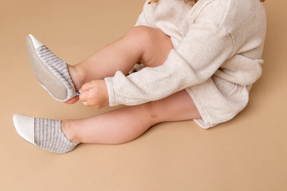 Chaussons Les Petits Velours Gris Chiné