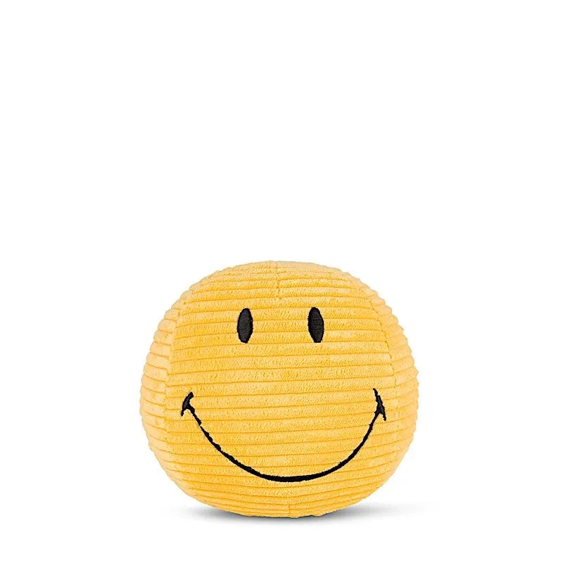 Peluche Smiley Velours Côtelé 13 cm Jaune