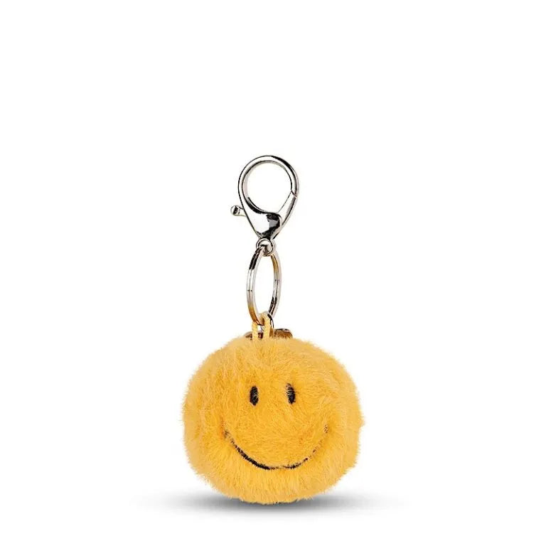 Porte-clé Smiley fuzzy Jaune