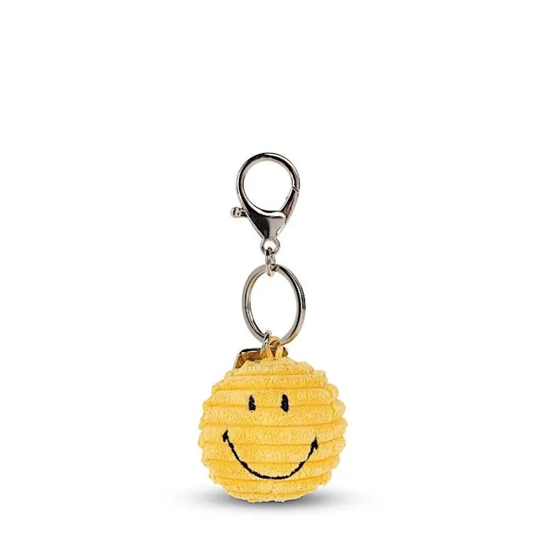 Porte-clé Smiley velours côtelé Jaune