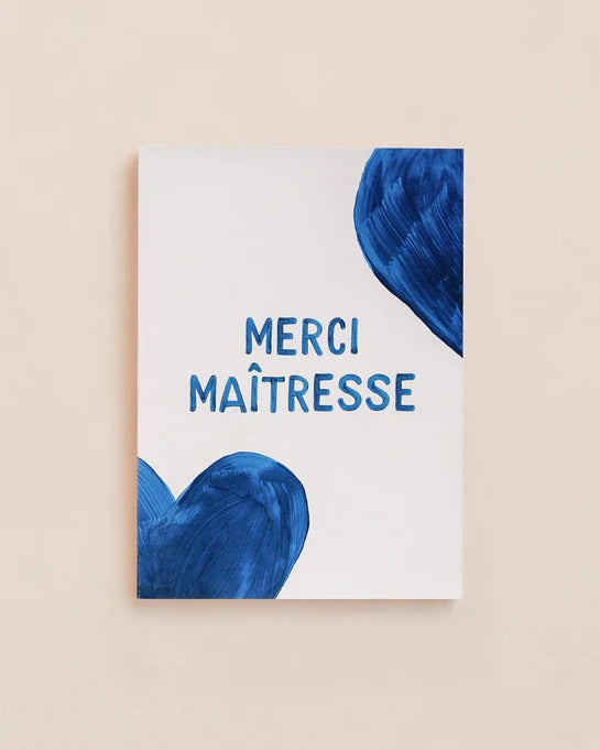 Le carnet Merci Maîtresse - cœurs bleus