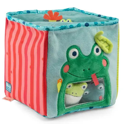 Grand cube d'activités tissu La mare aux grenouille