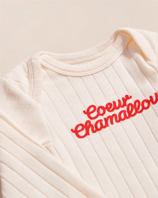 Le body - Cœur chamallow en coton bio