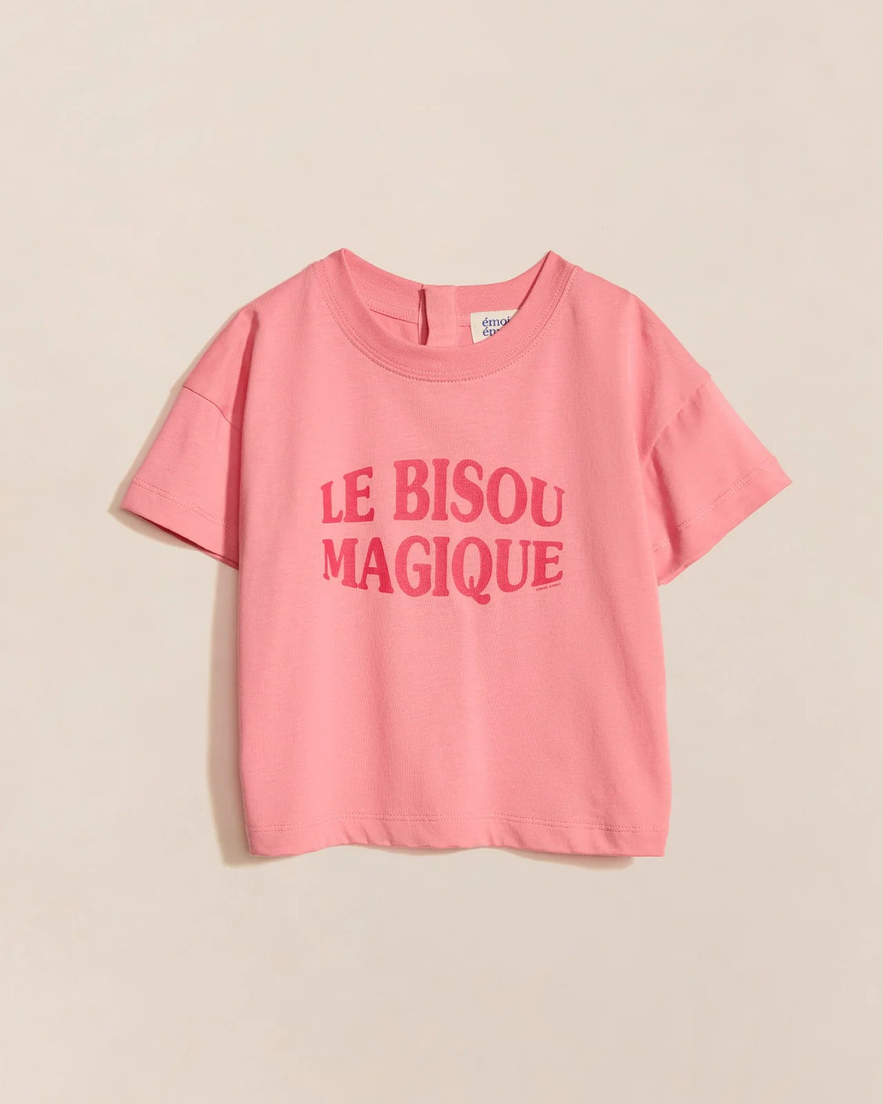 Le t-shirt Le bisou magique enfant en coton bio - framboise