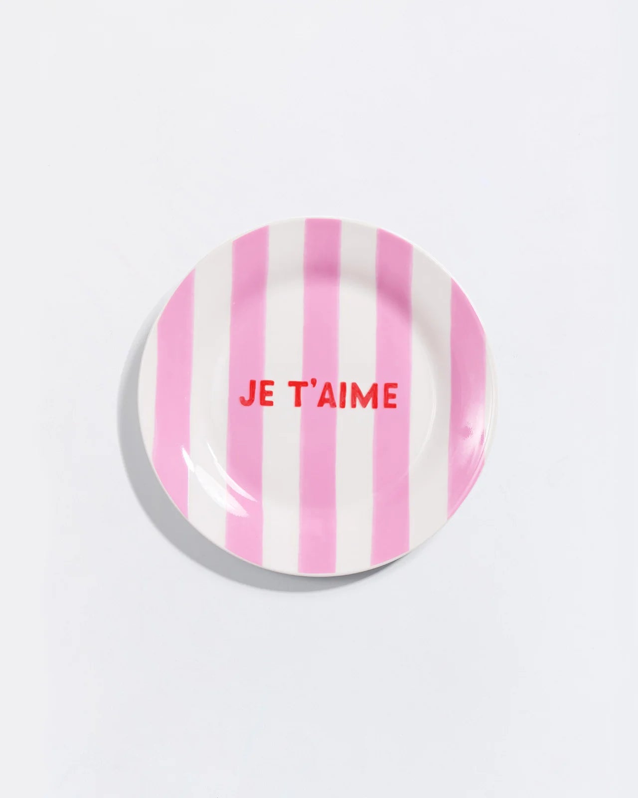 L'assiette rayée Je t'aime en porcelaine - 19 cm