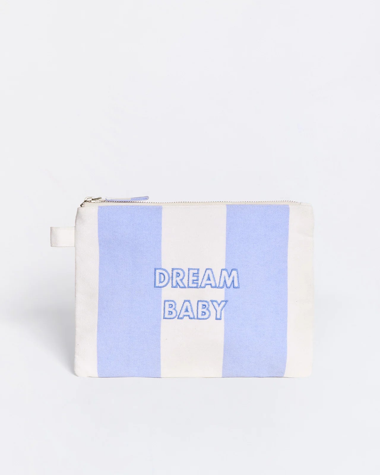 La pochette brodée Dream baby - rayures bleues