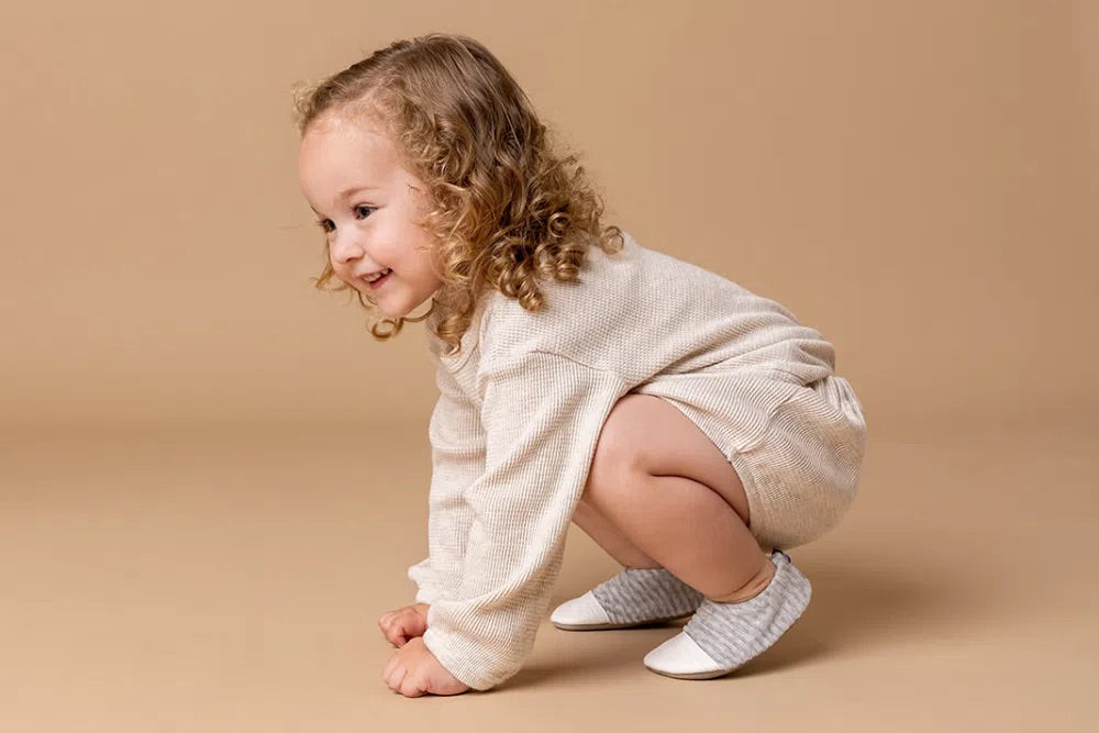 Chaussons Les Petits Velours Gris Chiné