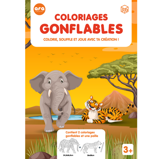 Coloriage gonflable - Elephant-Tigre