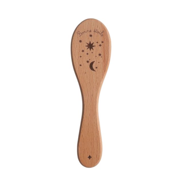 Brosse à cheveux bébé en bois étoiles