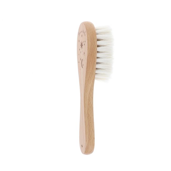 Brosse à cheveux bébé en bois étoiles