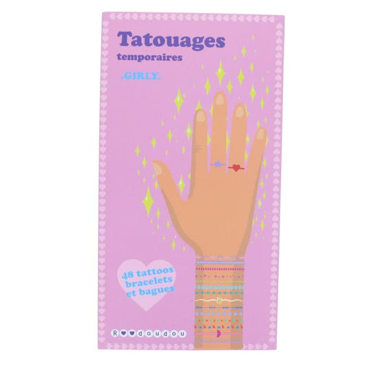 Set 2 planches de tatouages temporaires "Bijoux Girly"