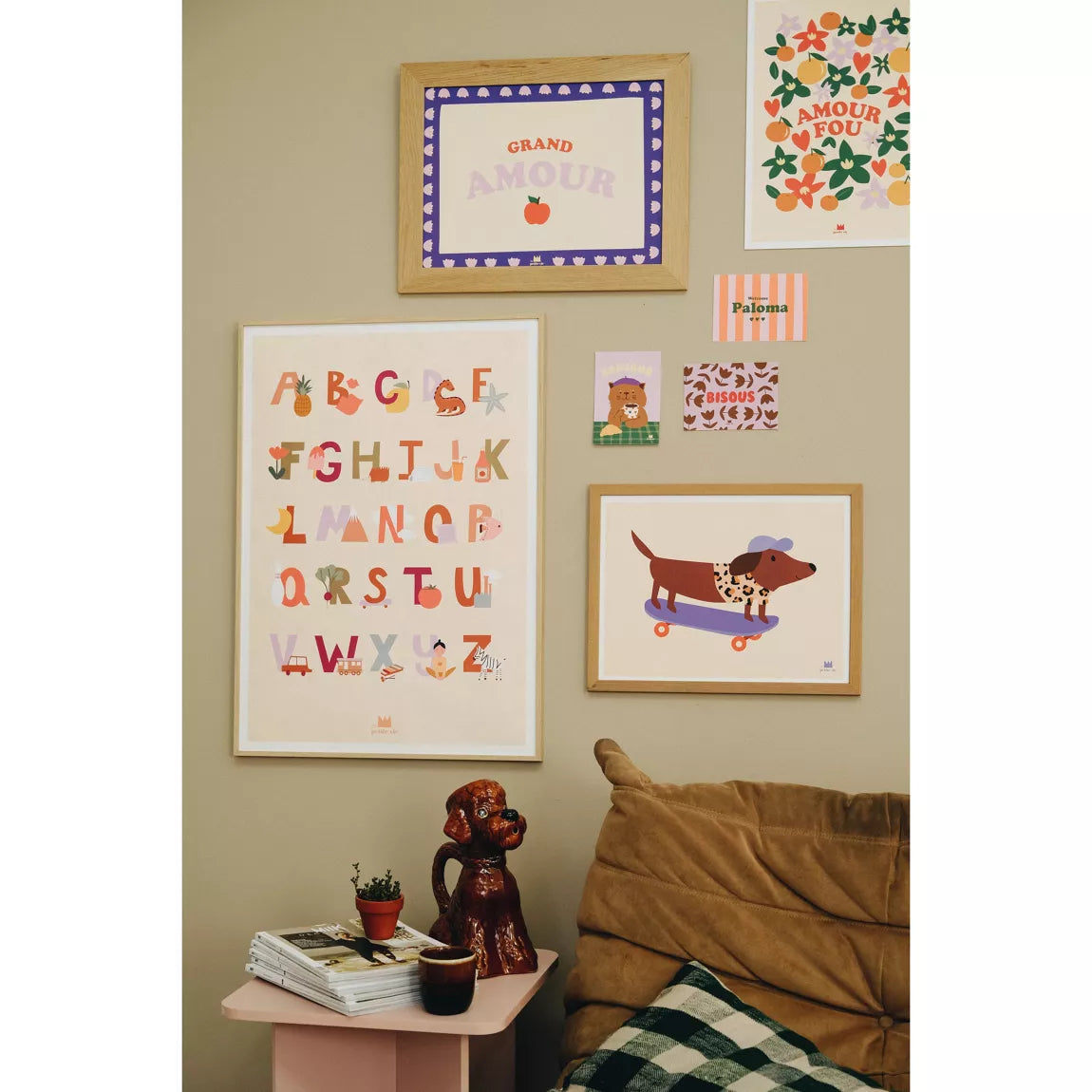 Affiche - décoration enfant - chien skateur