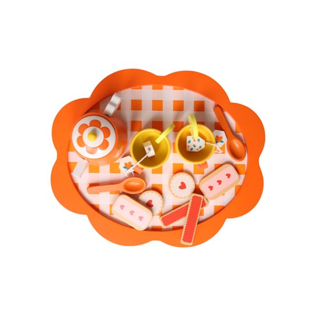 Service à thé fleurs retro