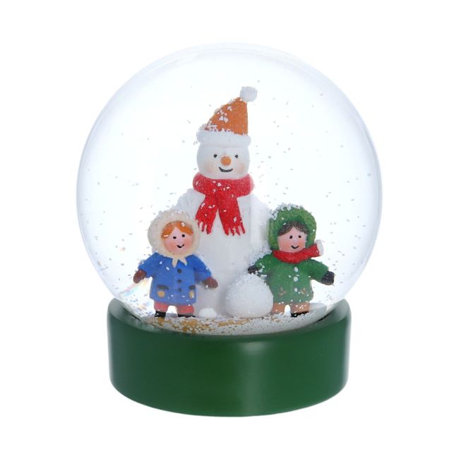 Boule à neige bonhomme de neige et enfants