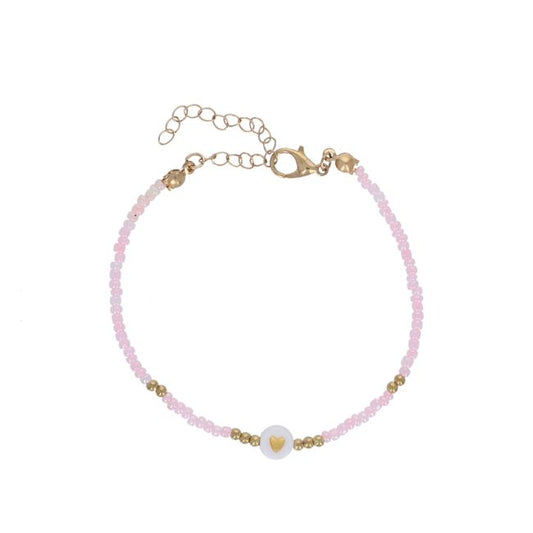 Bracelet rose à perle cœur