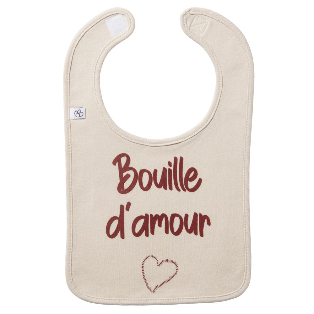 Bavoir "Bouille d'amour" sable