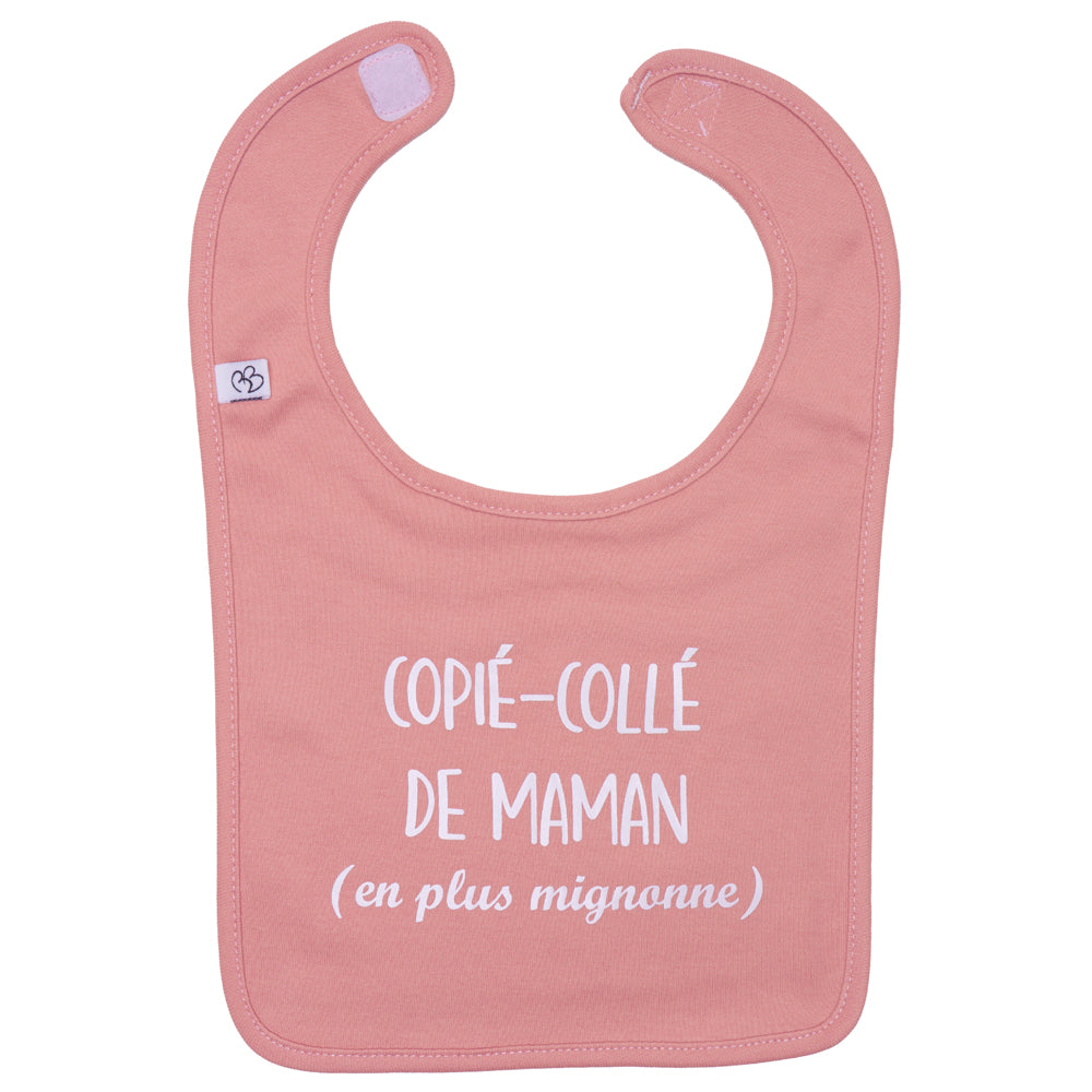 Bavoir "Copié-collé de Maman" rose thé