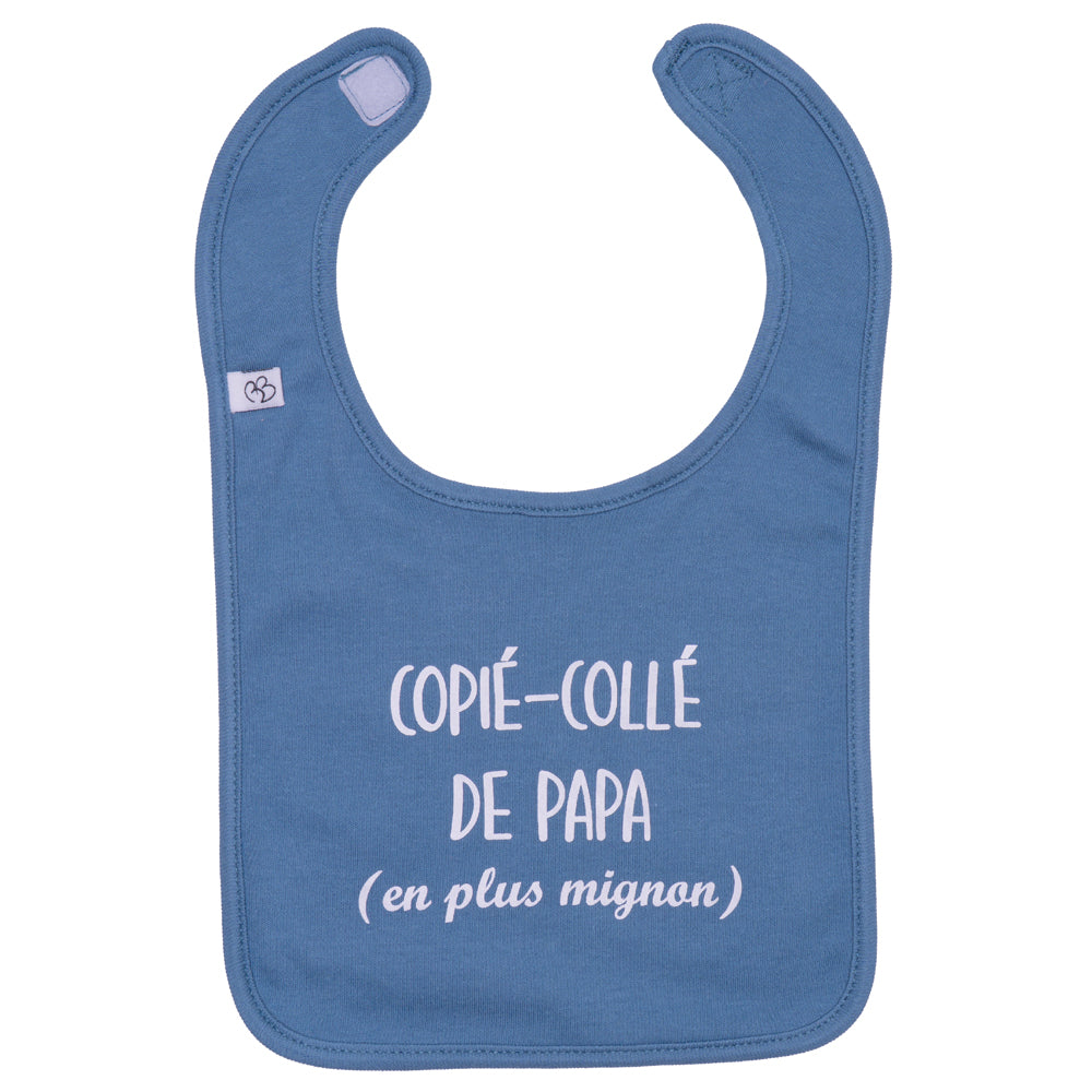 Bavoir "Copié-collé de Papa" pierre bleue