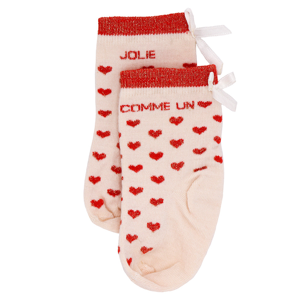 Chaussettes cœurs "Jolie comme un cœur" rouge - 6-18M