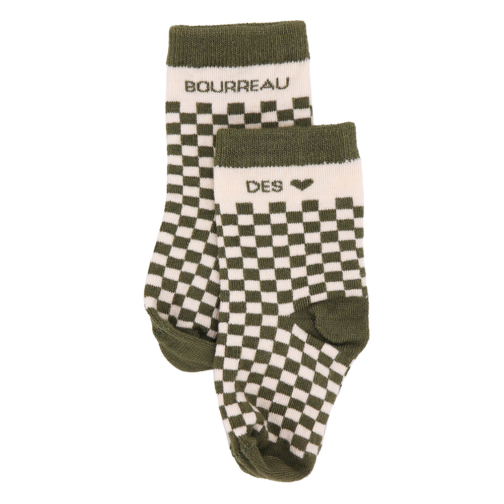 Chaussettes damier "Bourreau des cœurs" fougère -  6-18M
