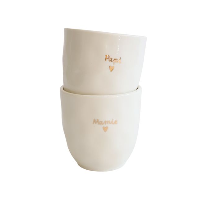 Tasse à café mamie cœur doré