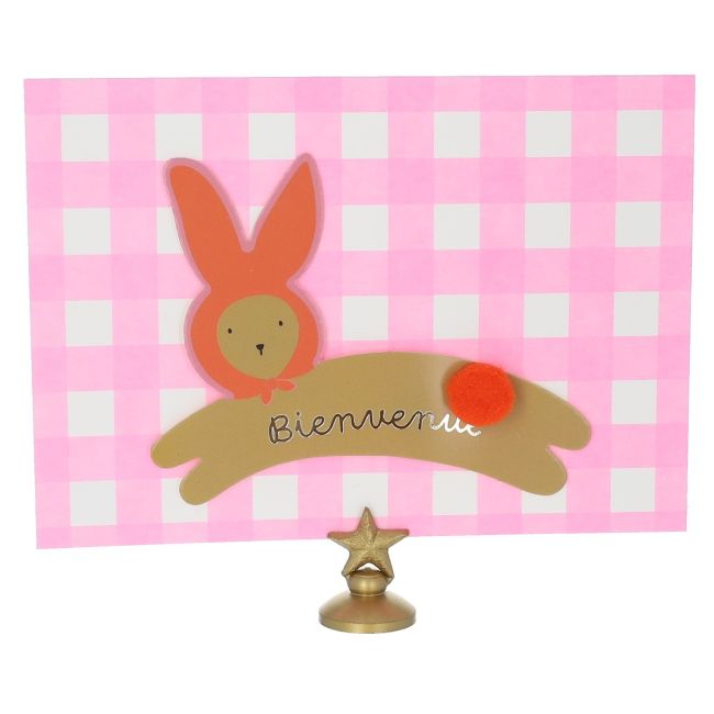 Carte de naissance "Bienvenue" rose - Chichi pompon