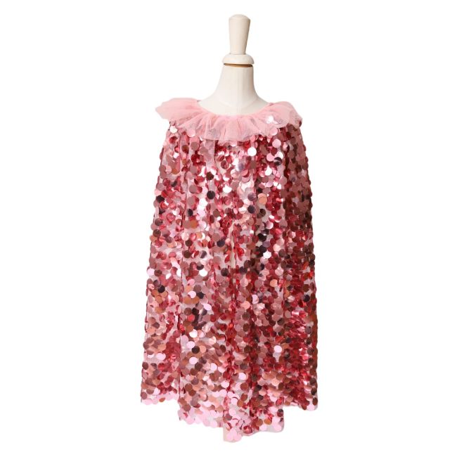 Cape princesse sirène écailles sequins roses