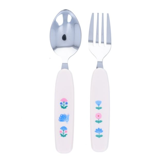 Set de couverts paon bleu et rose - Joli Paon