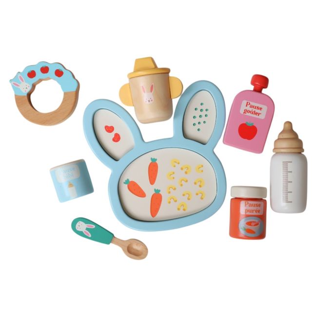 Coffret accessoires repas pour poupée en bois