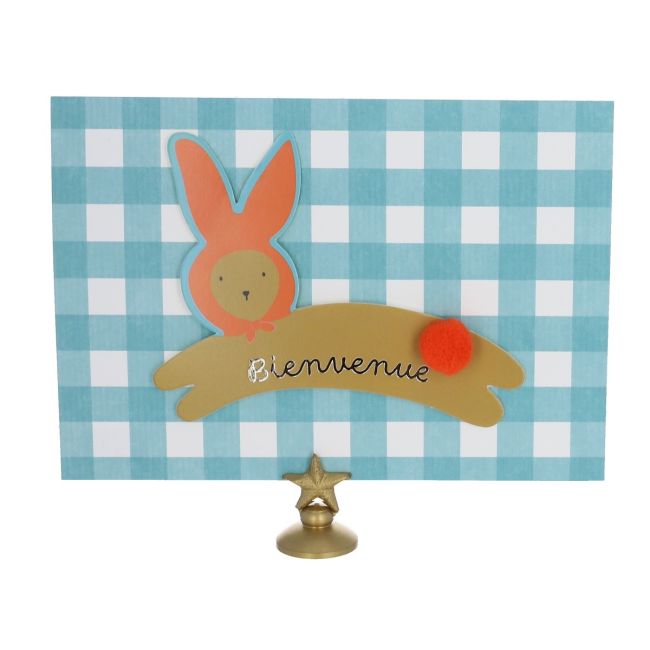 Carte de naissance "Bienvenue" bleue - Chichi pompon
