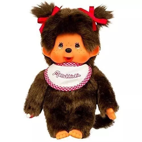Monchhichi Fille bavoir rose et blanc 20 cm