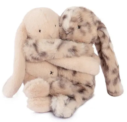 PELUCHE CALIN DE POCHE - DUO LAPINS 22 CM - BEIGE / LEO