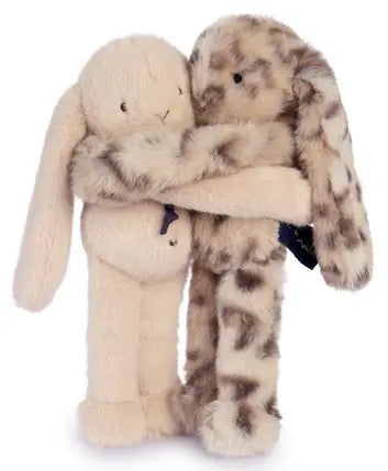 PELUCHE CALIN DE POCHE - DUO LAPINS 22 CM - BEIGE / LEO