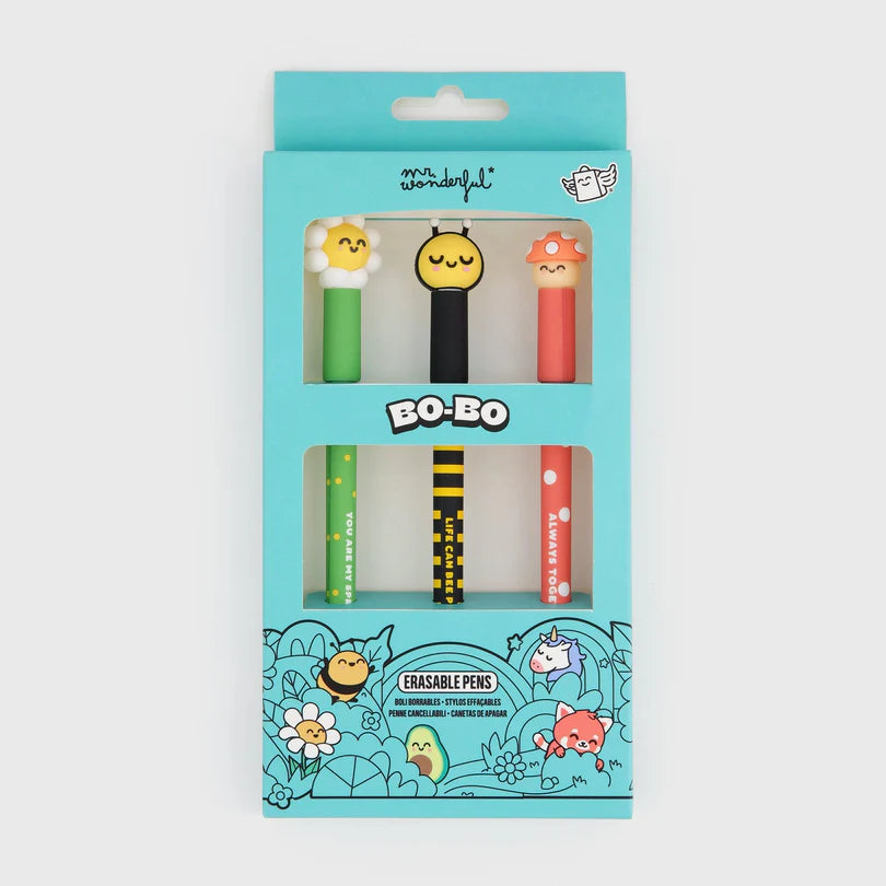 Lot de 3 Bo-Bos effaçables - Daisy Bee et Mushroom