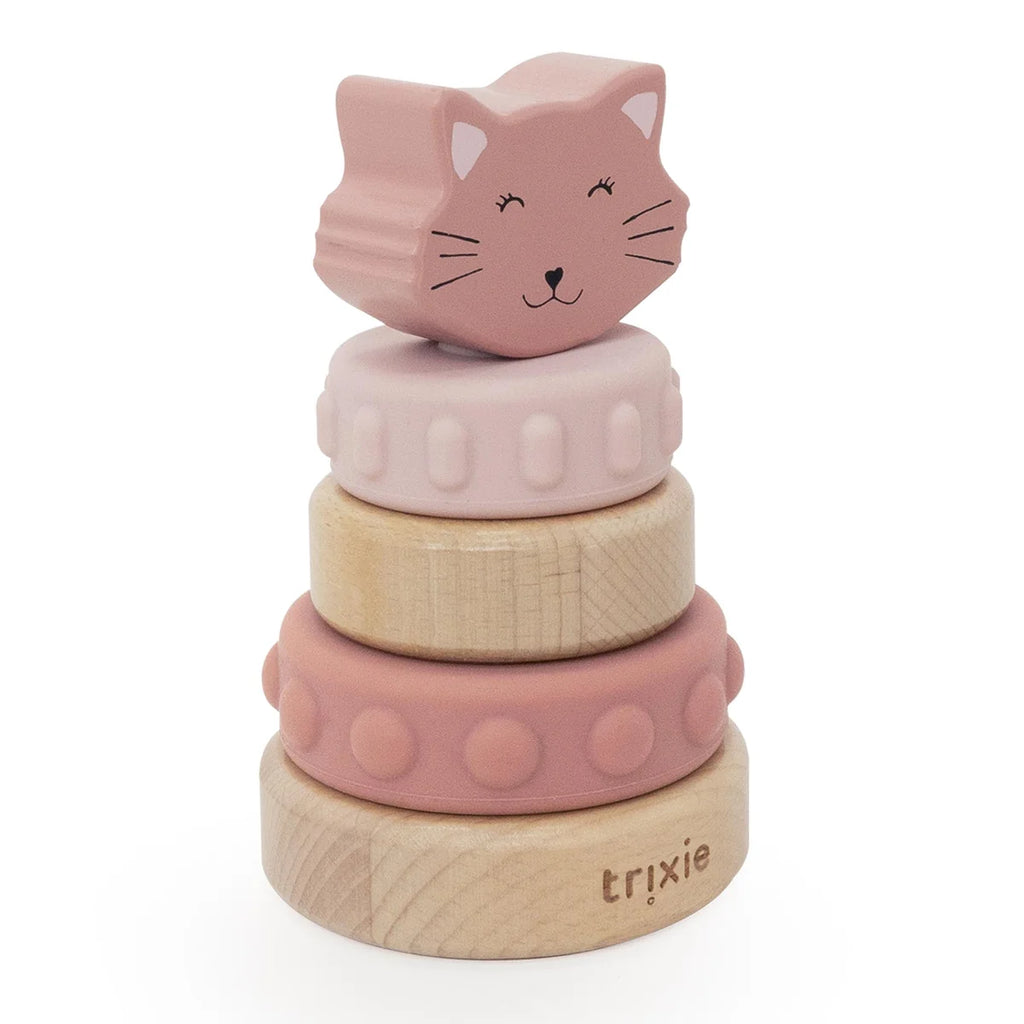 Tour à empiler en bois et silicone - Mrs. Cat
