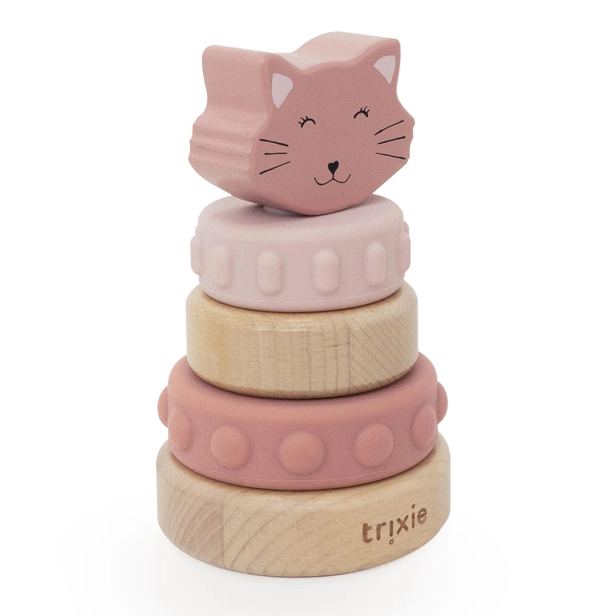 Tour à empiler en bois et silicone - Mrs. Cat