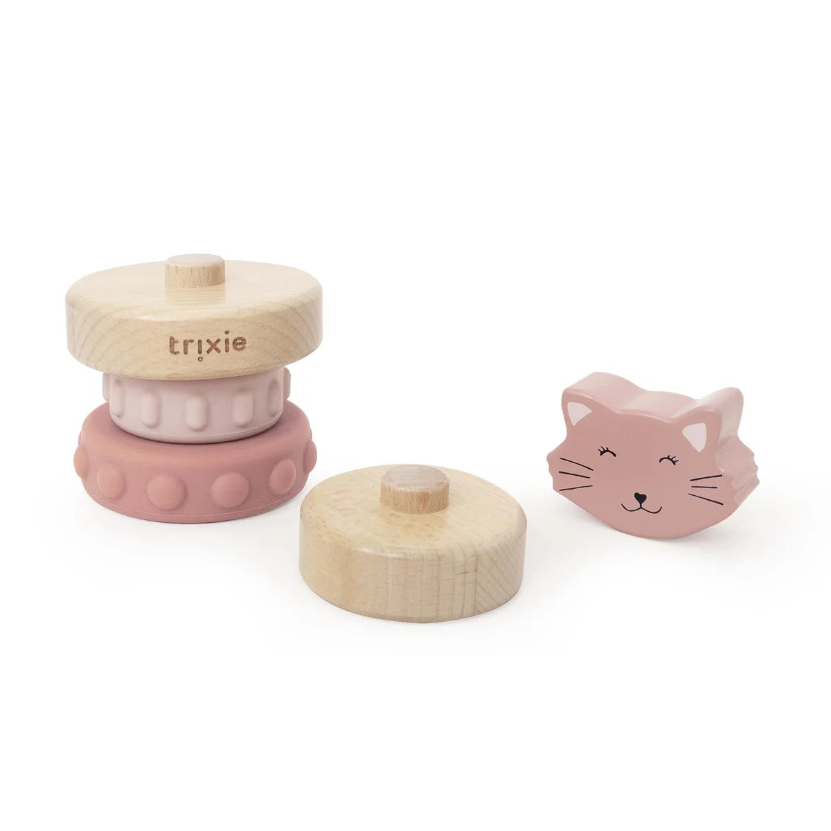 Tour à empiler en bois et silicone - Mrs. Cat