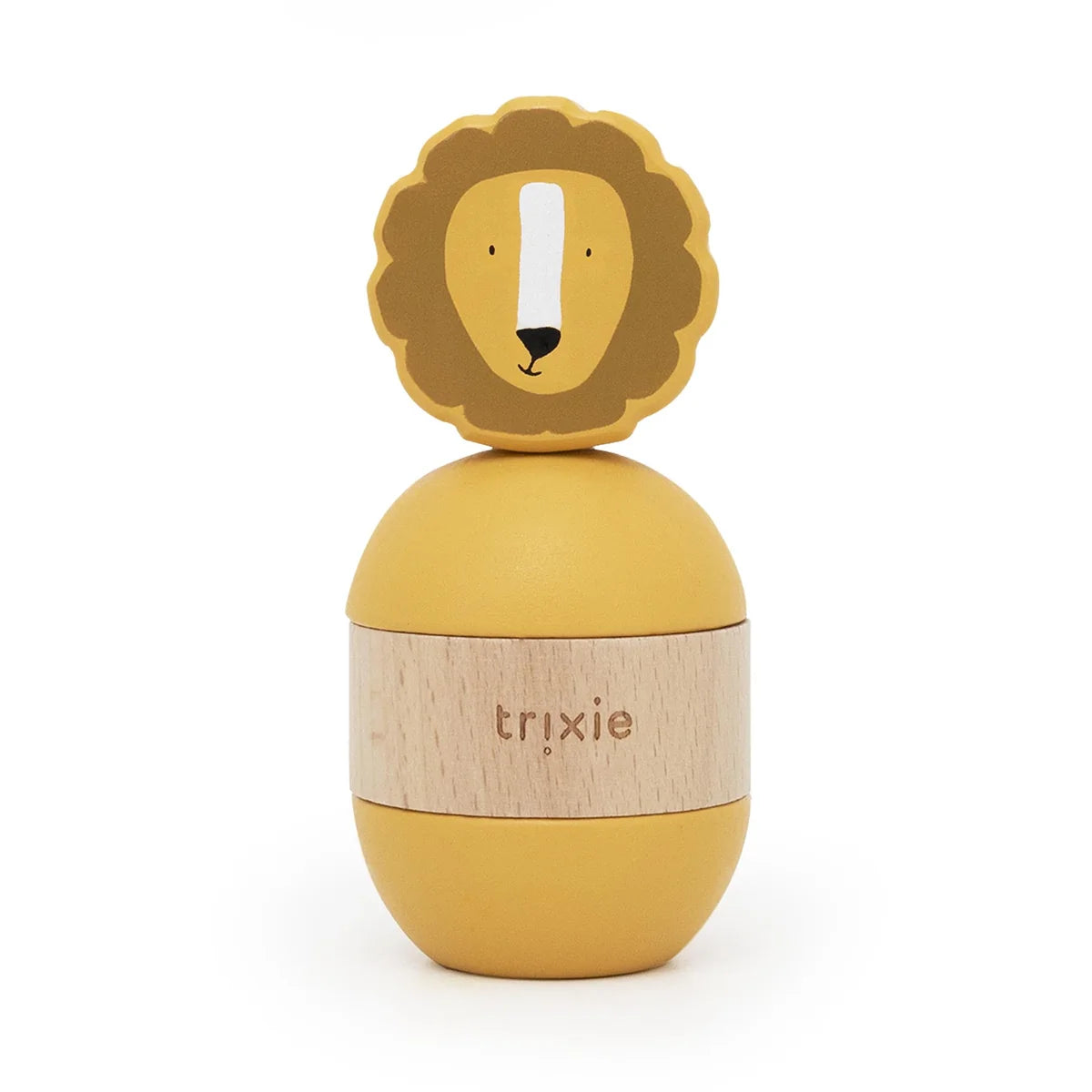 Jouet d’empilage avec hochet en bois - Mr. Lion