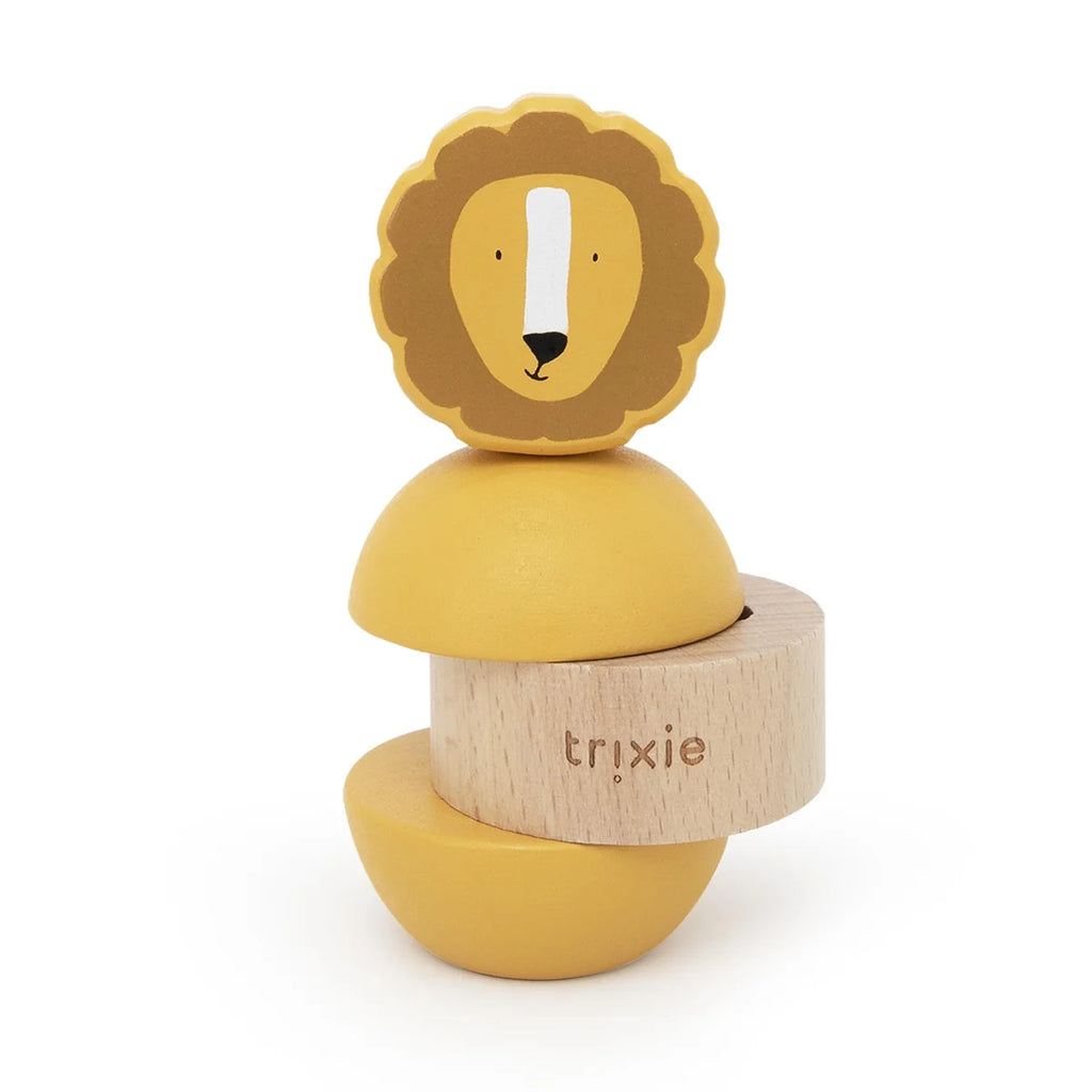 Jouet d’empilage avec hochet en bois - Mr. Lion