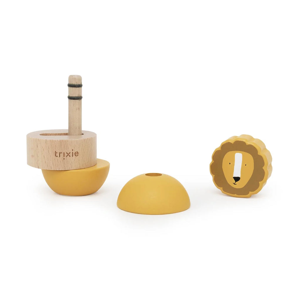 Jouet d’empilage avec hochet en bois - Mr. Lion