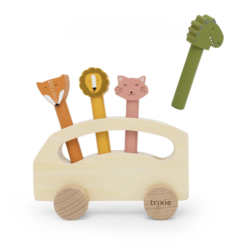 Bus en bois avec animaux pop-up