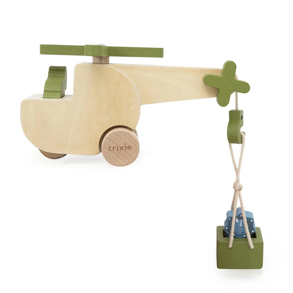 Hélicoptère d’animaux en bois