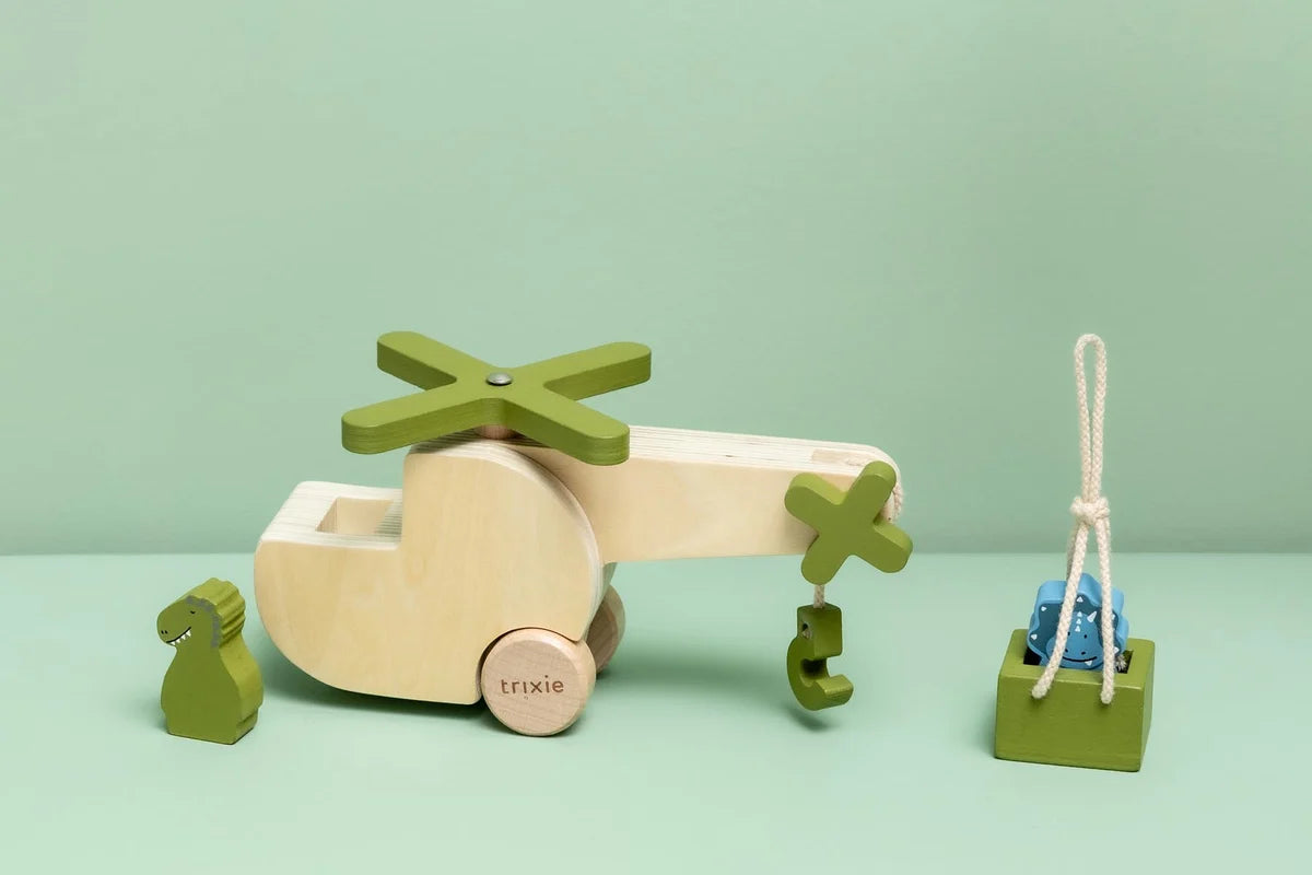 Hélicoptère d’animaux en bois