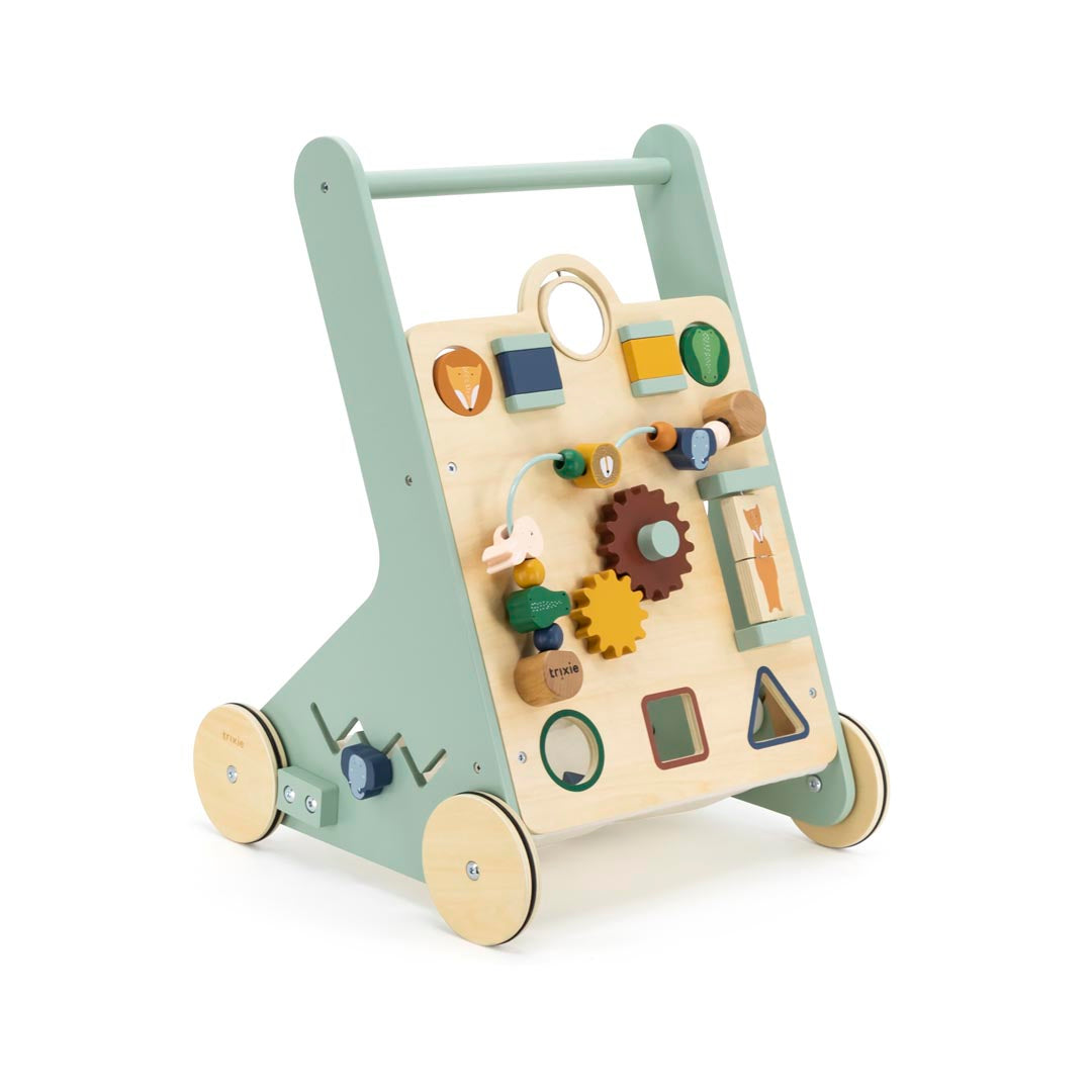 Chariot d'activité en bois à pousser animaux
