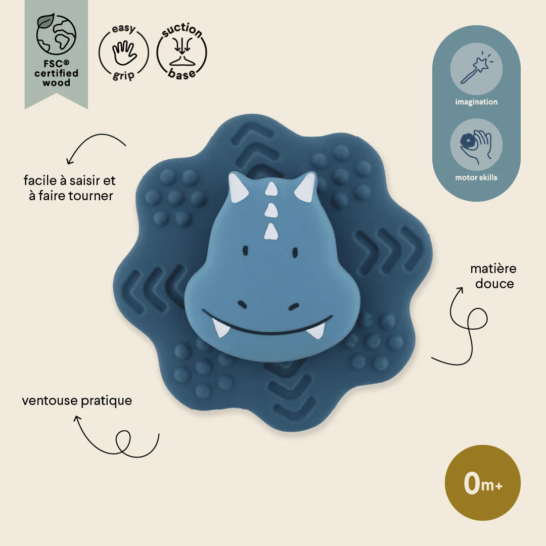 Jouet spinner à ventouse en silicone - Mr. Triceratops