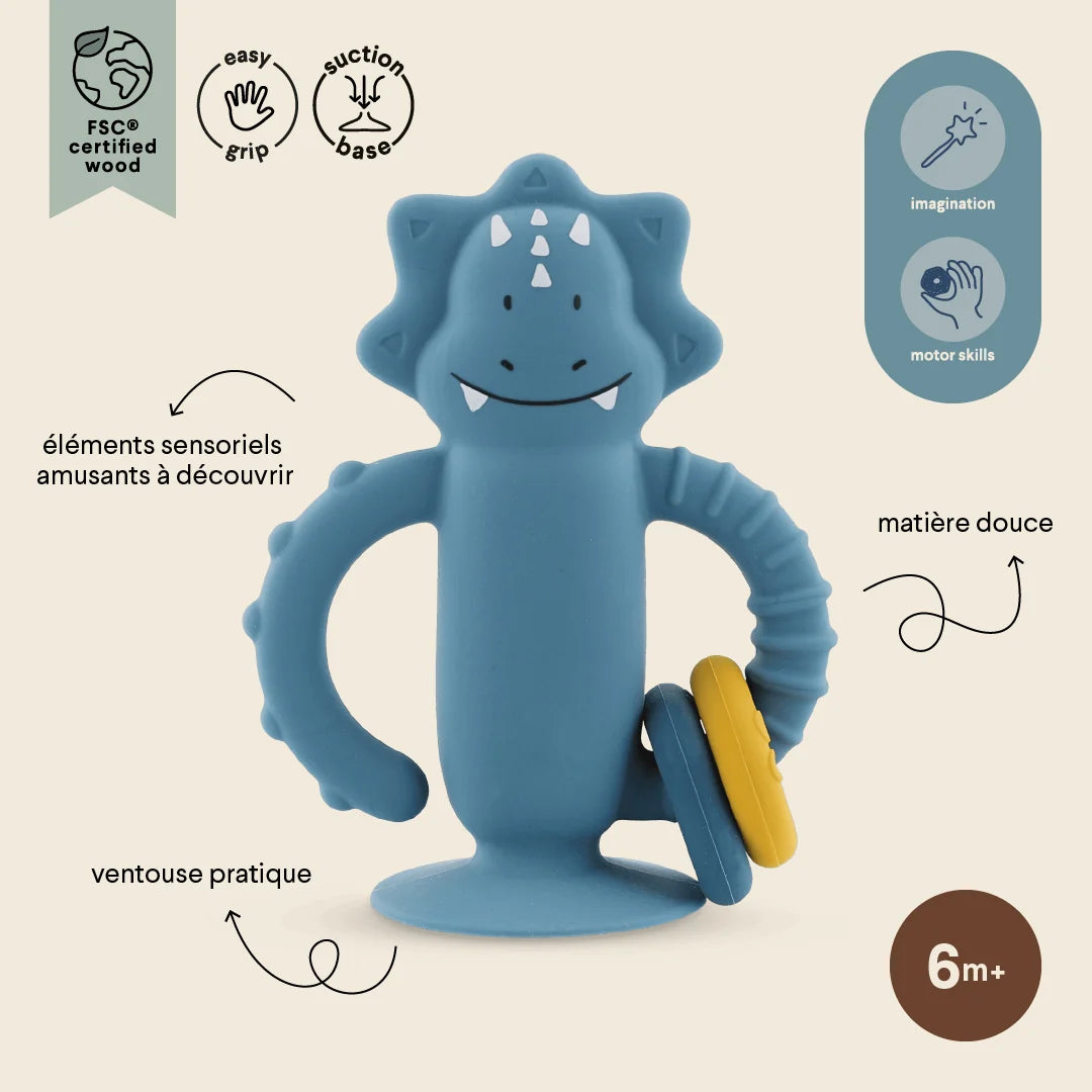 Jouet sensoriel en silicone avec ventouse - Mr. Triceratops