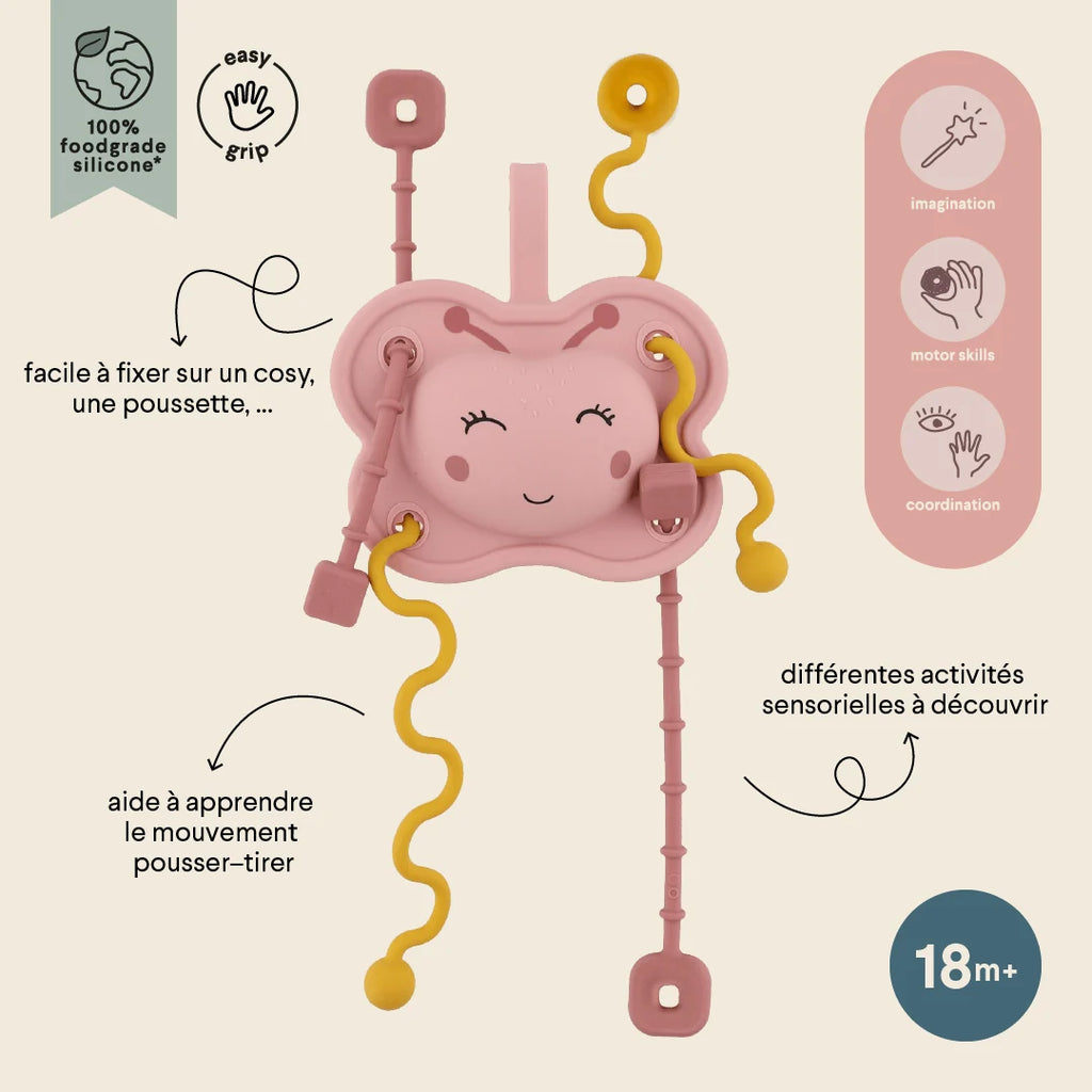 Jouet sensoriel à tirer en silicone - Mrs. Butterfly