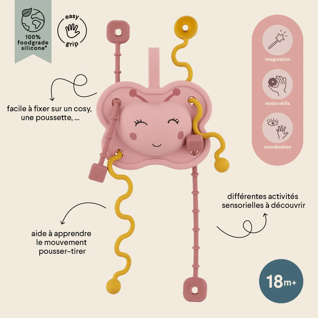 Jouet sensoriel à tirer en silicone - Mrs. Butterfly