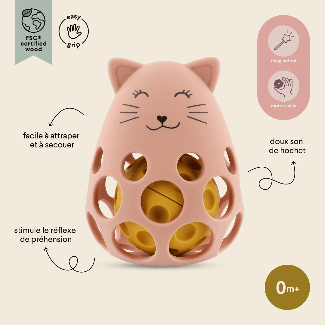 Hochet sensoriel en silicone - Mrs. Cat